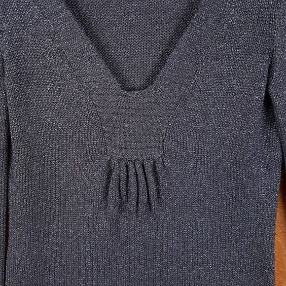 REBECCA TAYLOR Womens Sweater Dress Size 8 Gray A-Line Pullover Metallic Knit - Picture 2 of 9